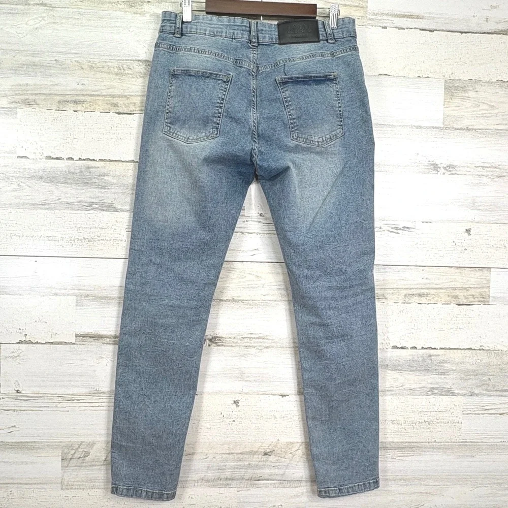 BoohooMAN Mens Light Wash Acid Wash Slim Fit Denim Jeans Size 32x30‎